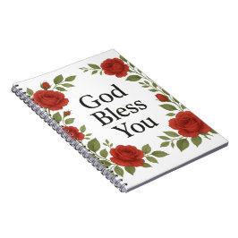 God Bless You Religious Rose Floral Cards Notizblock