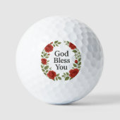 God Bless You Religious Rose Floral Golfball (Vorderseite)