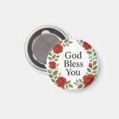 God Bless You Religious Rose Floral Magnet (Vorderseite/Rückseite)