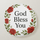 God Bless You Religious Rose Floral Rundes Kissen (Rückseite)