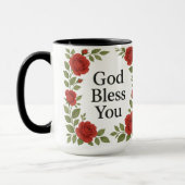 God Bless You Religious Rose Floral Tasse (Links)