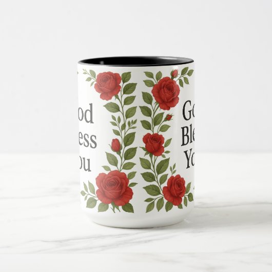 God Bless You Religious Rose Floral Tasse (Zentrum)