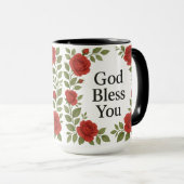 God Bless You Religious Rose Floral Tasse (VorderseiteRechts)