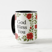 God Bless You Religious Rose Floral Tasse (Vorderseite Links)