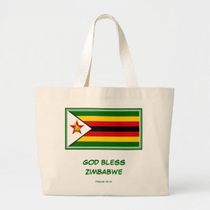 GOD BLESS ZIMBABWE Flag Jumbo Stoffbeutel