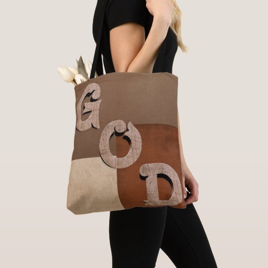 "GOD" bold statement Beige & Brown Shoulder Tote Tasche (Von Nahem)