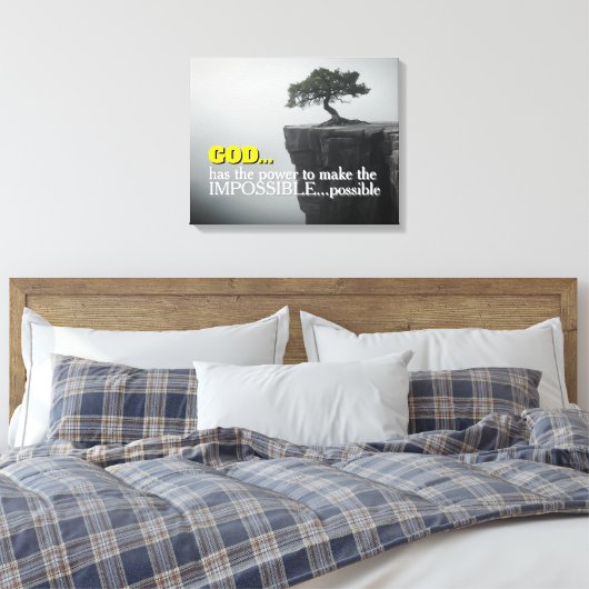 God Can Make Impossible Possible -Cliffside Tree Leinwanddruck (Insitu (Schlafzimmer))