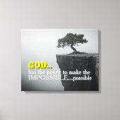 God Can Make Impossible Possible -Cliffside Tree Leinwanddruck (Vorderseite)