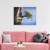 God Can Make Impossible Possible -Cliffside Tree Leinwanddruck (Insitu (Wohnzimmer))