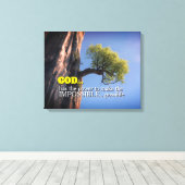 God Can Make Impossible Possible -Cliffside Tree Leinwanddruck (Insitu (Holzboden))