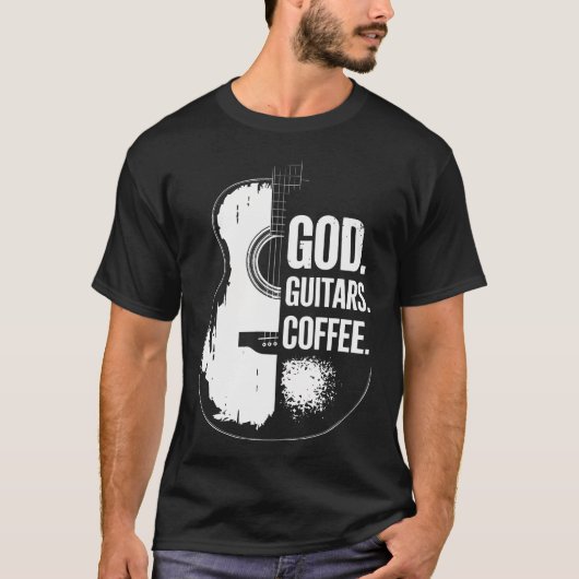 God Coffee Guitar Christian Guitarist And Guitar L T-Shirt (Vorderseite)
