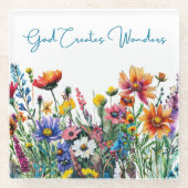God Creates Wonders - Floral Glass Untersetzer Set (Vorderseite)