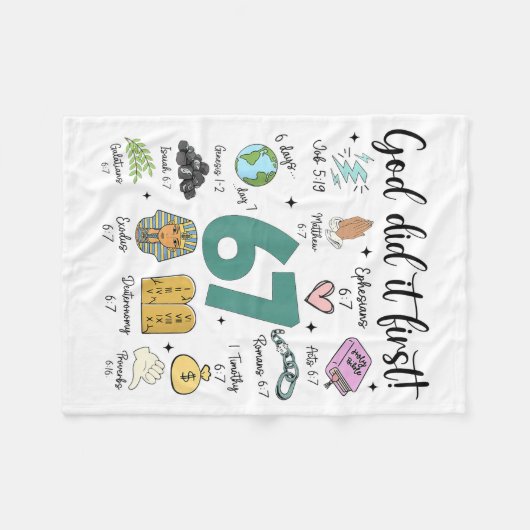 God Did It First 67 Meme Retro Christian Funny Fai Fleecedecke (Vorderseite (Horizontal))