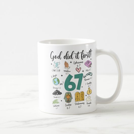God Did It First 67 Meme Retro Christian Funny Fai Kaffeetasse (Rechts)