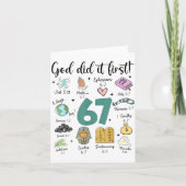 God Did It First 67 Meme Retro Christian Funny Fai Karte (Vorderseite)