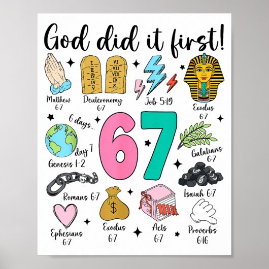 God Did It First 67 Six Seven Meme Jesus Christ Bi Poster (Vorne)