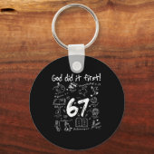 God Did It First Funny Christian 6 7 Six Seven  Schlüsselanhänger (Vorderseite)