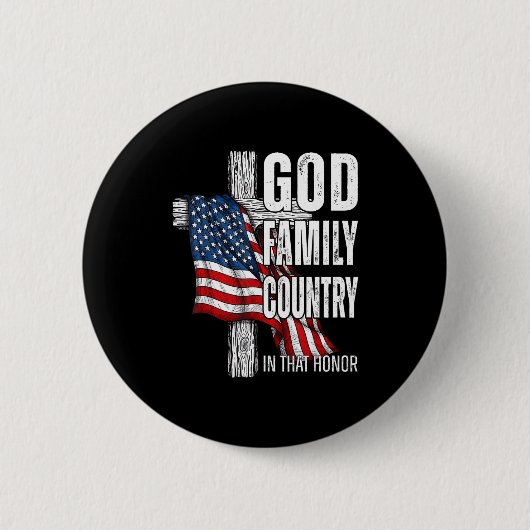 God Family Country American Flag Christian Patriot Button (Vorderseite)