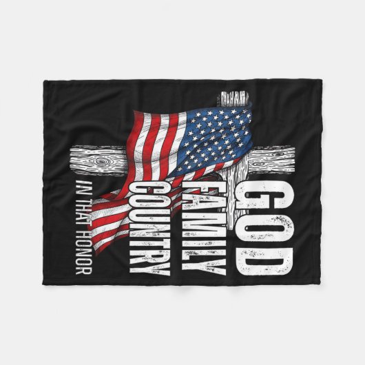 God Family Country American Flag Christian Patriot Fleecedecke (Vorderseite (Horizontal))