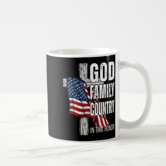 God Family Country American Flag Christian Patriot Kaffeetasse (Rechts)