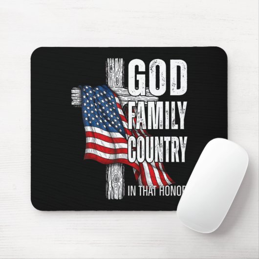God Family Country American Flag Christian Patriot Mousepad (Mit Mouse)