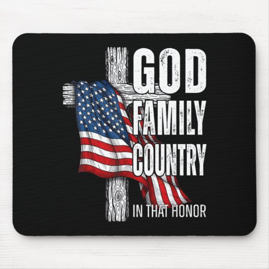 God Family Country American Flag Christian Patriot Mousepad (Vorne)