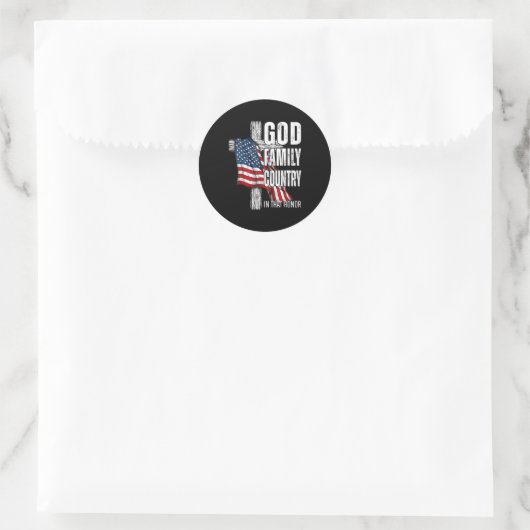 God Family Country American Flag Christian Patriot Runder Aufkleber (Tasche)