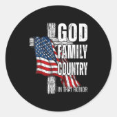 God Family Country American Flag Christian Patriot Runder Aufkleber (Vorderseite)