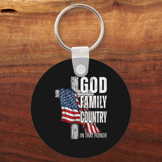 God Family Country American Flag Christian Patriot Schlüsselanhänger (Vorderseite)