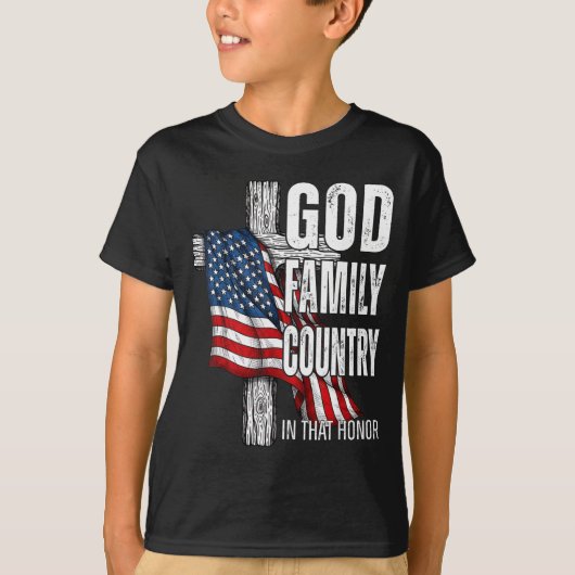God Family Country American Flag Christian Patriot T-Shirt (Vorderseite)