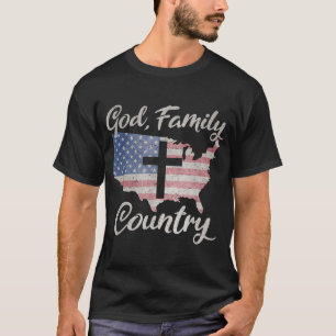 GOD FAMILY COUNTRY Christian Cross Vintage USA Ame T-Shirt