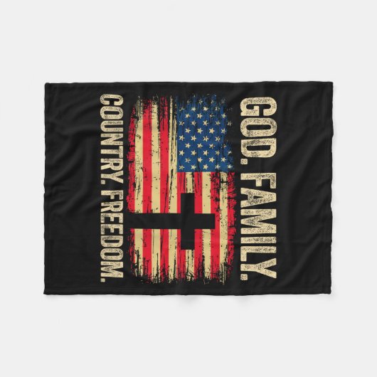God Family Country Dom Usa Flag Cross Fleecedecke (Vorderseite (Horizontal))