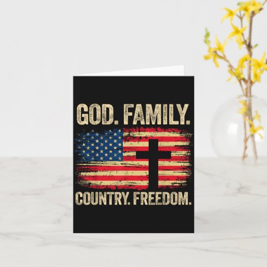 God Family Country Dom Usa Flag Cross  Karte (Gelbe Blume)
