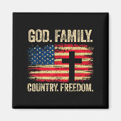 God Family Country Dom Usa Flag Cross  Magnet (Vorne)