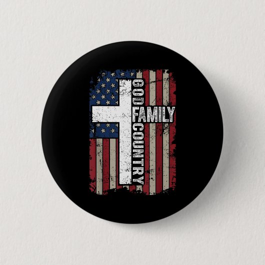 God Family Country Patriotic Christian Vintage Usa Button (Vorderseite)