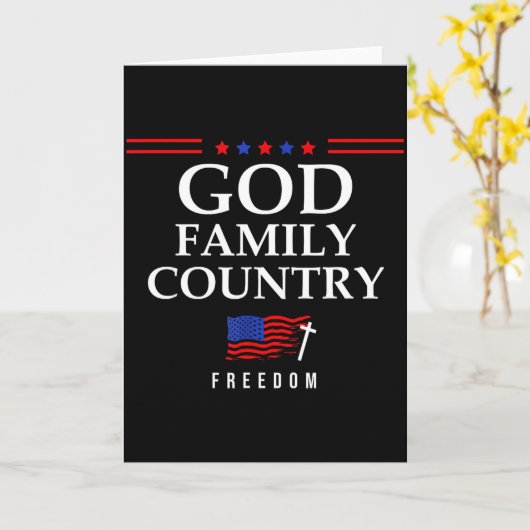 God Family Country Us Flag Christian Saying Dom Je Karte (Gelbe Blume)