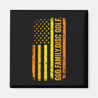 God Family Disc Golf Us American Flag Father's Day Magnet