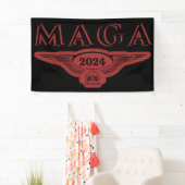 GOD FAMILY LAND EAGLE WINGS TRUMP 2024 MAGA BANNER (Insitu)