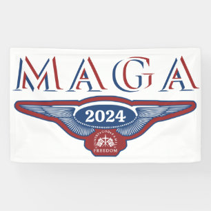 GOD FAMILY LAND EAGLE WINGS TRUMP 2024 MAGA BANNER