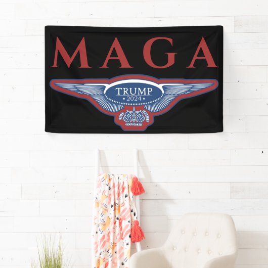 GOD FAMILY LAND EAGLE WINGS TRUMP 2024 MAGA BANNER (Insitu)