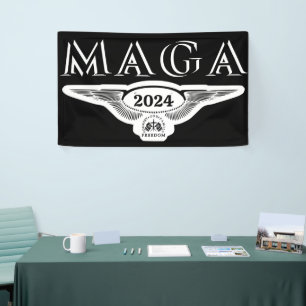 GOD FAMILY LAND EAGLE WINGS TRUMP 2024 MAGA BANNER
