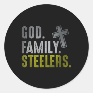 God Family Steeler Runder Aufkleber