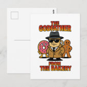 God Father from Bakery - Cartoon Coffee & Donuts Postkarte (Vorne/Hinten)