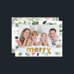 God Foil Merry Festive Greenerity Personalisiertes Feiertagspostkarte<br><div class="desc">God Foil Frory Festive Greenery Personalisiert Foto Holiday Postcard.</div>