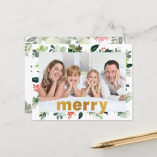 God Foil Merry Festive Greenerity Personalisiertes Feiertagspostkarte