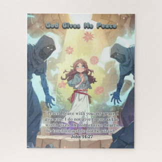 God Gives Me Peace - Christian Vintage Retro Anime Puzzle