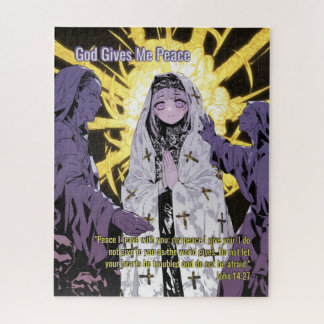 God Gives Me Peace - Christian Vintage Retro Anime Puzzle