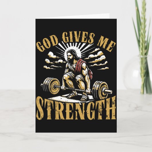 God Gives Me Strength Christian Gym Workout Motiva Karte (Vorderseite)