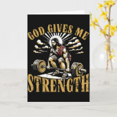 God Gives Me Strength Christian Gym Workout Motiva Karte (Gelbe Blume)