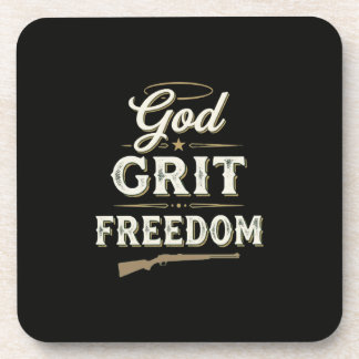 God Grit and Freedom Western Tactical Faith Design Getränkeuntersetzer